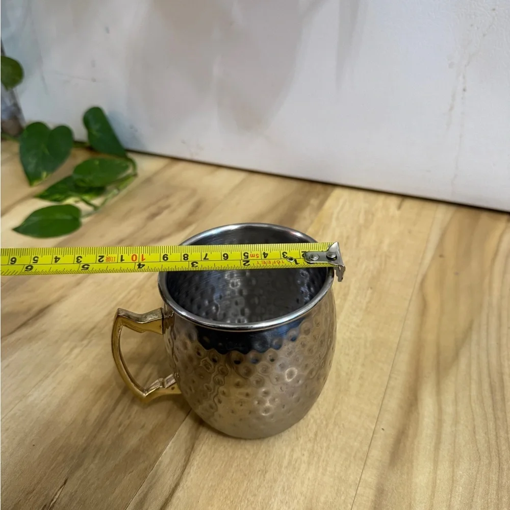 Silver Hammered Mug with Gold Handle